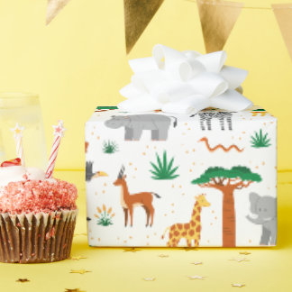 Happy wild animals in the savannah wrapping paper