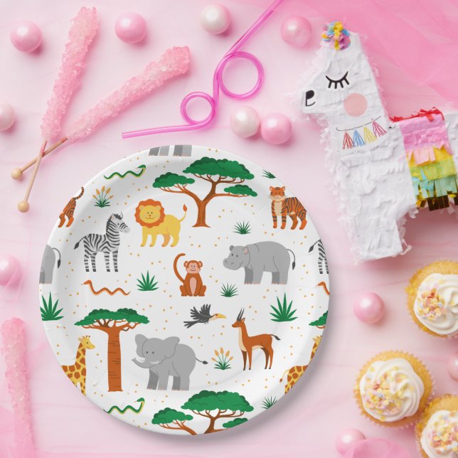 Happy wild animals party plates (Party)