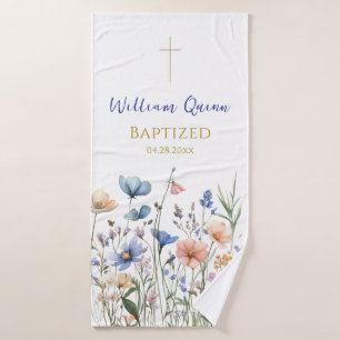Happy Wildflowers Orthodox Christian Baptism Gift  Bath Towel