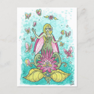 Happy Wings Fairy + Butterflies Fantasy Art Print Postcard