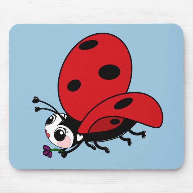 Happy Wings Ladybug Mouse Mat (Front)
