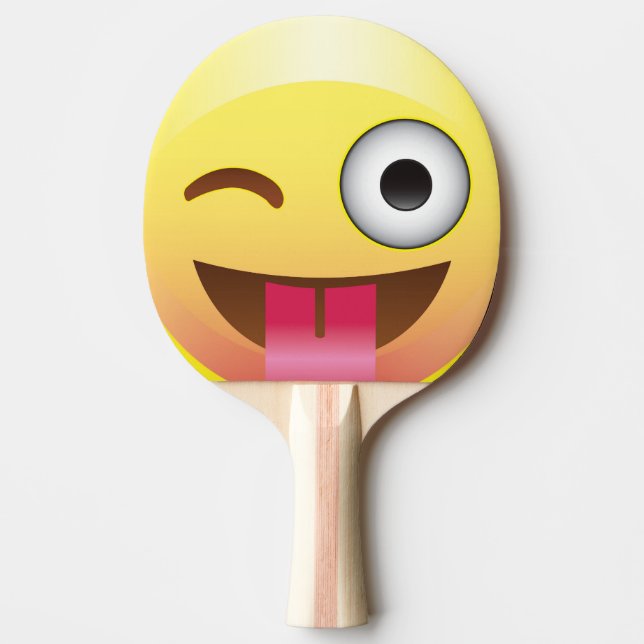 Happy Wink Tongue Out Emoji Ping Pong Pattle Paddle (Front)