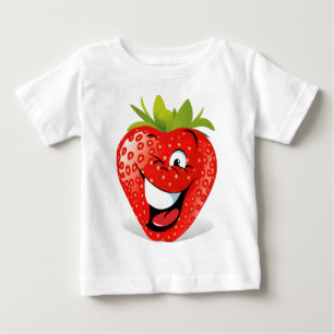 Happy Winking Strawberry Face Baby T-Shirt