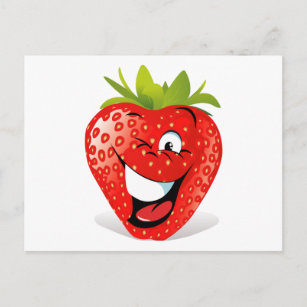 Happy Winking Strawberry Face Postcard