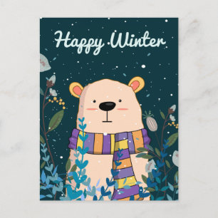 Happy Winter  Bear Postcard