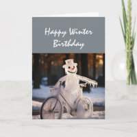 Happy Winter Birthday Humour Funny Snowman