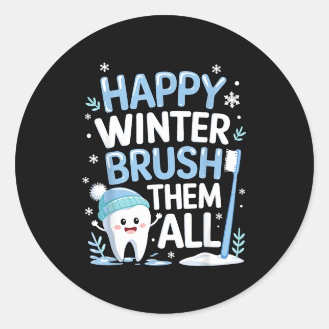 Happy Winter Bruhem All Teeth Dental Dentist Chris Classic Round Sticker (Front)