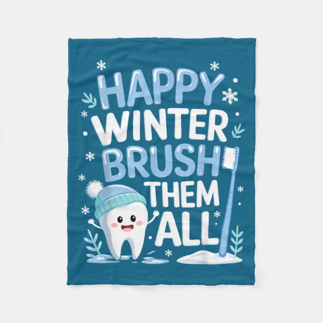 Happy Winter Bruhem All Teeth Dental Dentist Chris Fleece Blanket (Front)