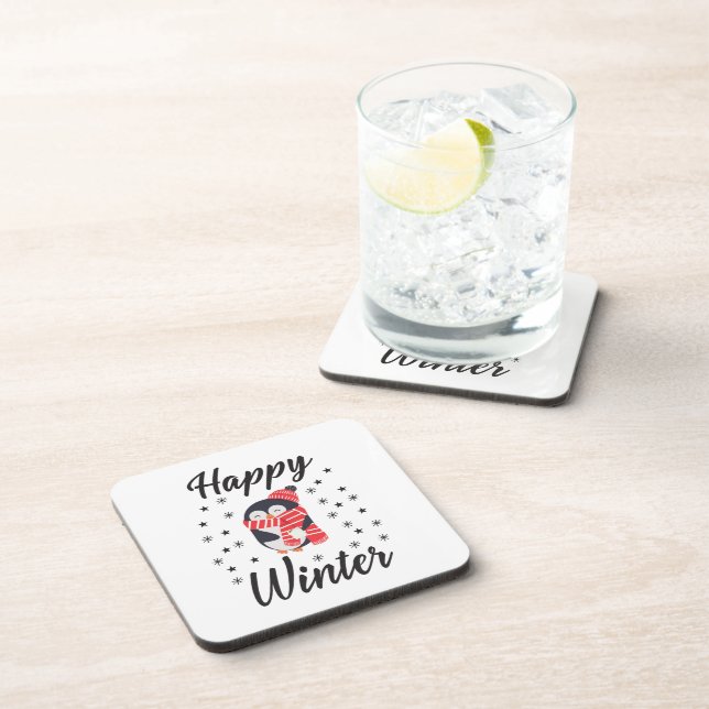 Happy Winter, Cute Penguin Coaster (Right Side)