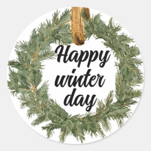 Happy Winter Day Classic Round Sticker