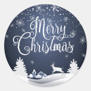 Happy Winter Holiday Christmas & New Year Classic Round Sticker