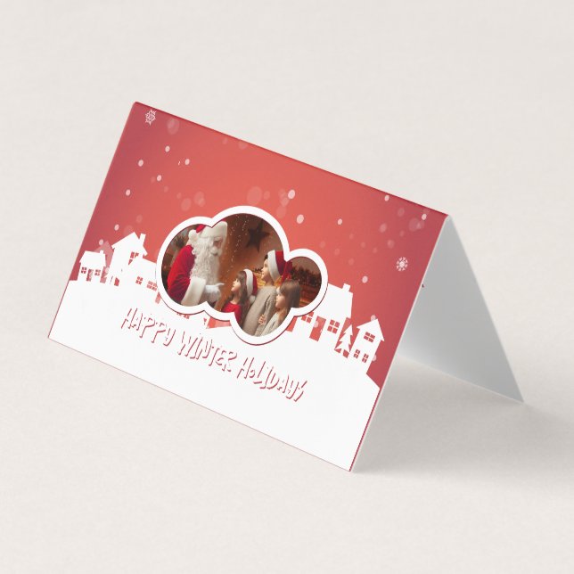 Happy winter holidays business card (Front)