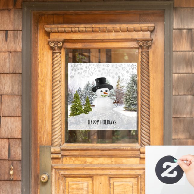 Happy Winter Holidays / Snowman  Window Cling (Home Door)