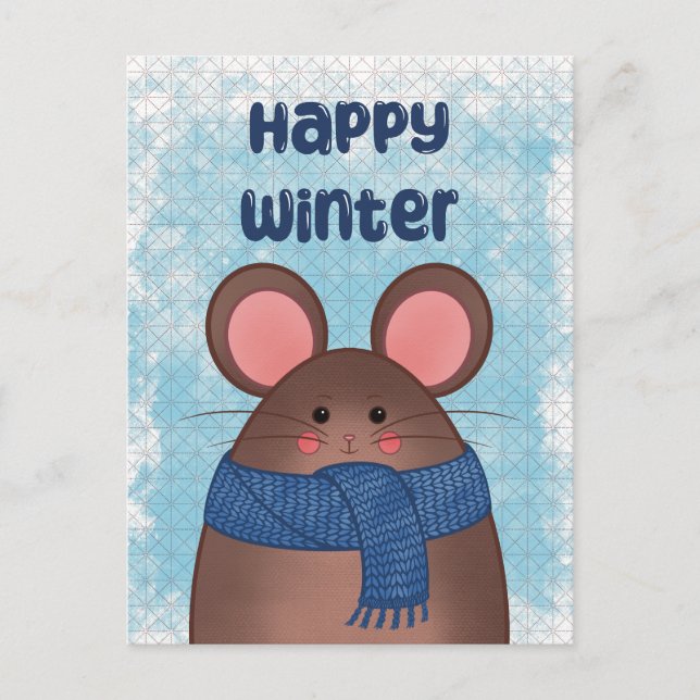 Happy Winter Mouse Postcard (Front)