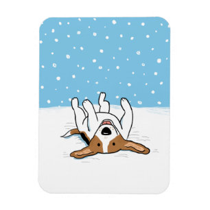 Happy Winter Snow Beagle - Cute Cartoon Dog Magnet