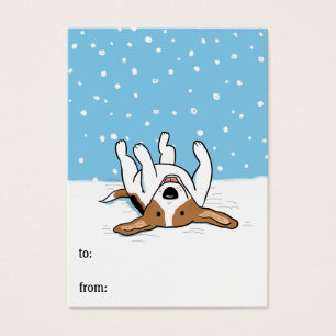 Happy Winter Snow Beagle   Dog Holiday Gift Tags