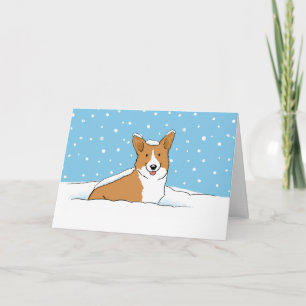 Happy Winter Snow Corgi   Cute Dog Christmas Holiday Card
