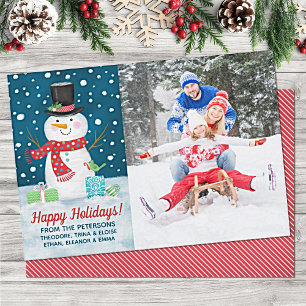 Happy Winter Snowman Christmas Holiday Card