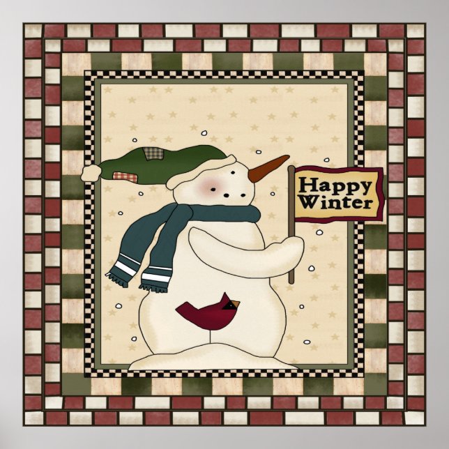 Happy Winter Snowman Poster (Front)