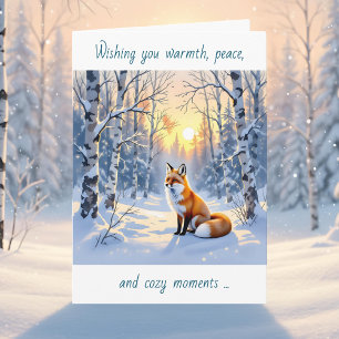 Happy Winter Solstice   Fox in Snow Card