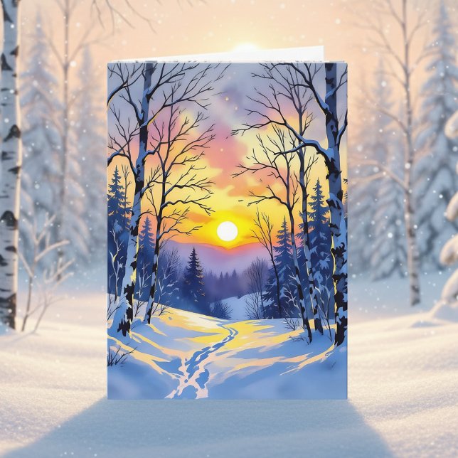 Happy Winter Solstice | Sun Setting at Dusk Card (Creator Uploaded)