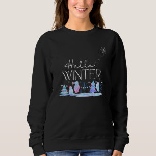 Happy Wintertime Snowflakes Pastel Winter Trees Sn Sweatshirt