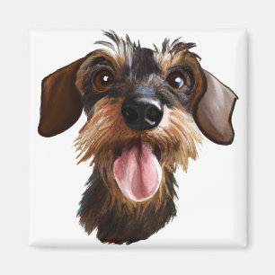 Happy Wirehaired Dachshund Magnet