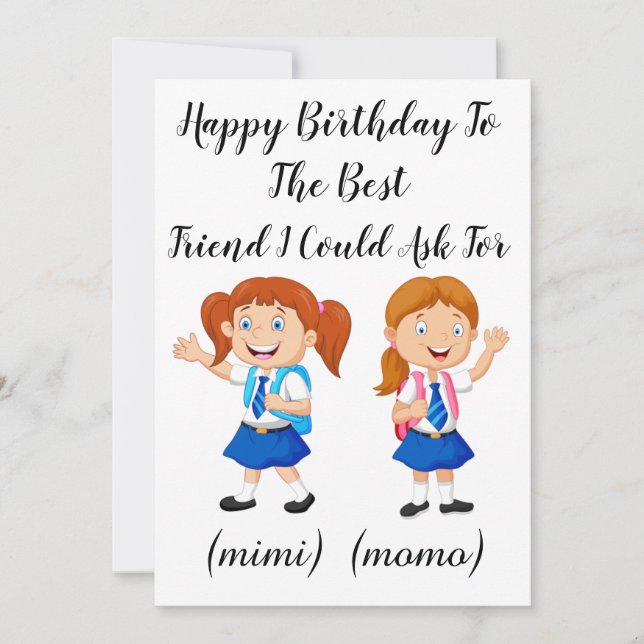 Happy Wishes To Birthday Best Friend Thank You Card (Front)