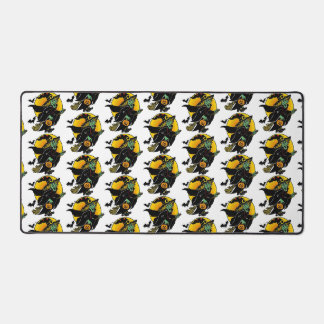 Happy Witch Green Face Halloween Pattern Desk Mat