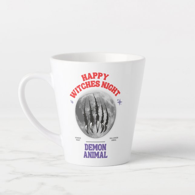 happy witches night demon animal latte mug (Left)