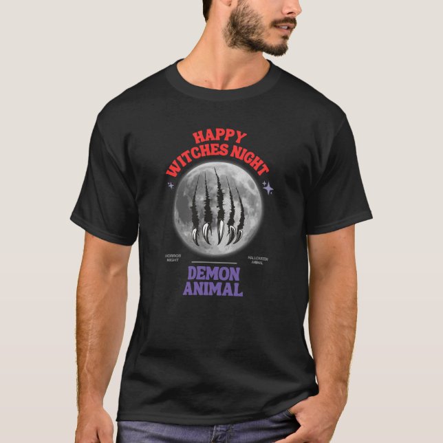happy witches night demon animal T-Shirt (Front)