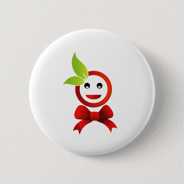 Happy with green leaves 6 cm round badge (Front)