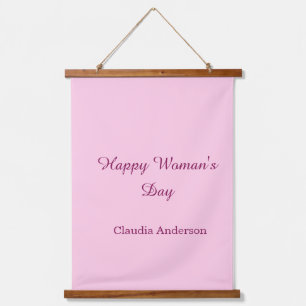 Happy woman's day pink mauve name stylish calligra hanging tapestry