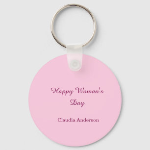 Happy woman's day pink mauve name stylish calligra key ring