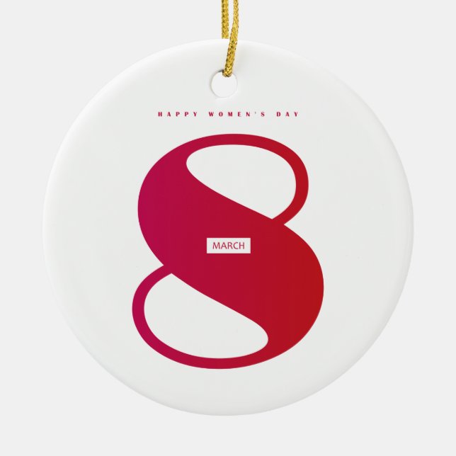 Happy women’s day! 8th March International Holiday Ceramic Tree Decoration (Front)