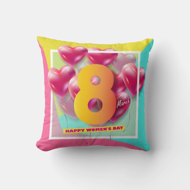 Happy women’s day! 8th March International Holiday Cushion (Front)