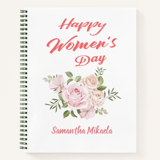 happy women's day white notebook (Front)