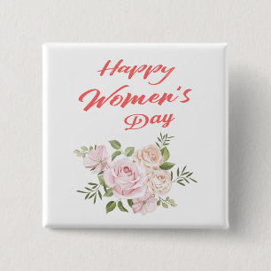happy women's day white square 15 cm square badge