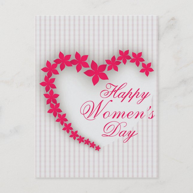 Happy women's day with flower heart postcard (Front)