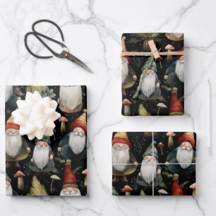 Happy Woodland Christmas Gnomes Wrapping Paper