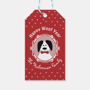 'Happy Woof Year' Cute Dog Christmas Gift Tags