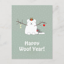 'Happy Woof Year' Snowdog Christmas Postcard