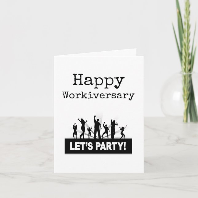 Happy Workiversary Card, Lets Party Card (Front)