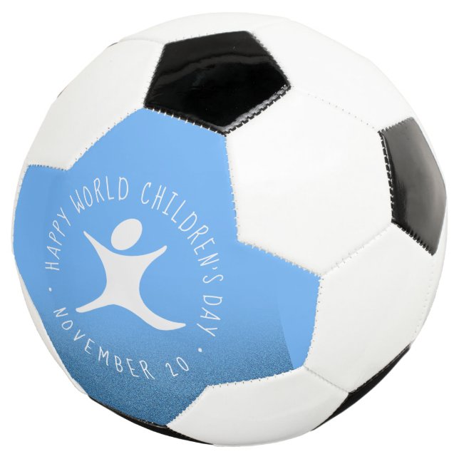 Happy World Children's Day Blue Glitter Football (Three Quarter)