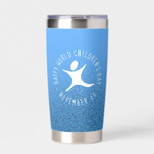 Happy World Children's Day Blue Glitter