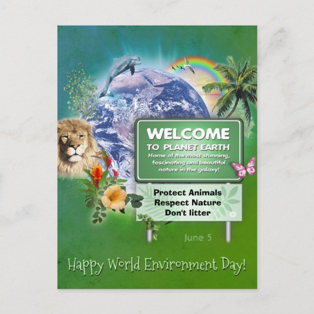 Happy World Environment Day (text customisable) Postcard (Front)