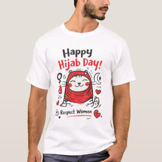 Happy World Hijab Day – Cute Cat Respect Women Des T-Shirt