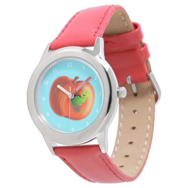 Happy Worm In Red Apple Watch (Angled)