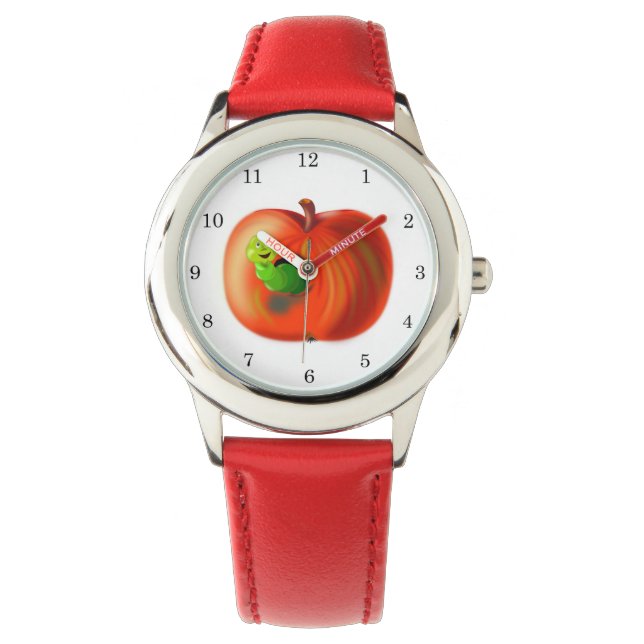 Happy Worm In Red Apple Watch (Front)