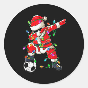 Happy Xmas Dabbing Santa Soccer Christmas Pajamas Classic Round Sticker